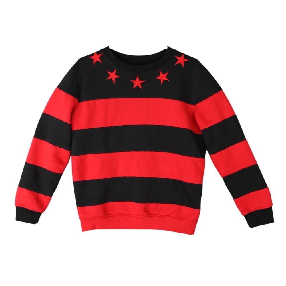 Givenchy Paris Stars Striped black red sweatshirt Crew Neck Size S Rare